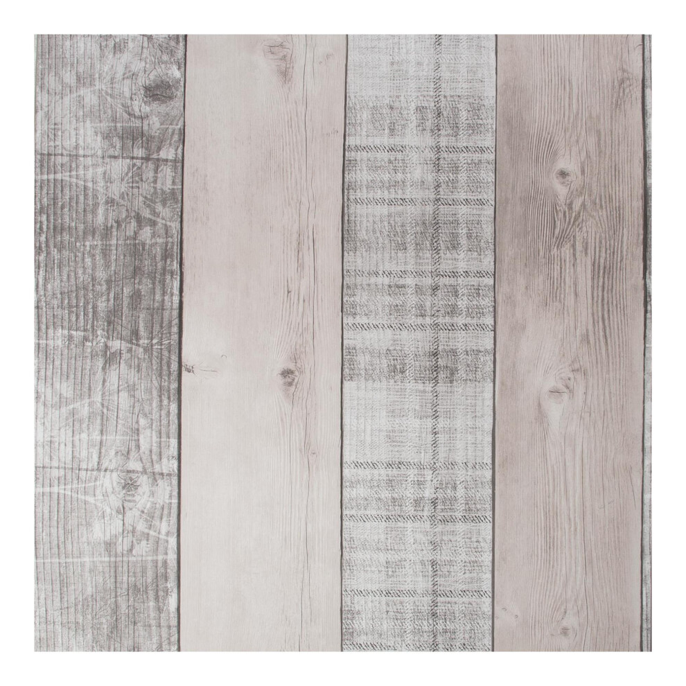 Fresco Decorative Country Plank  Blush Pink and Grey Wooden Wallpaper (WAS 13.99)