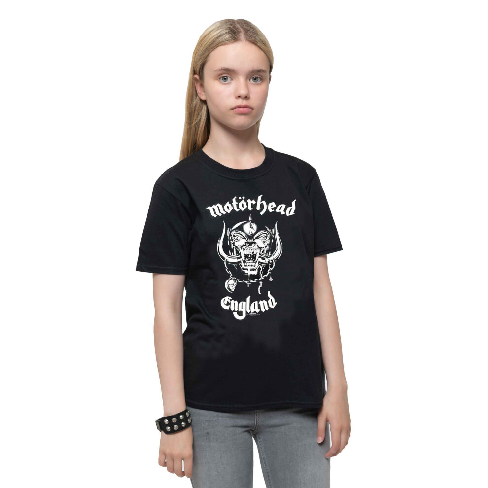 (Large (9/10 Yrs, Black) Motorhead Kids England Band Logo Tee-image-OPC-PFCPSNN-NEW