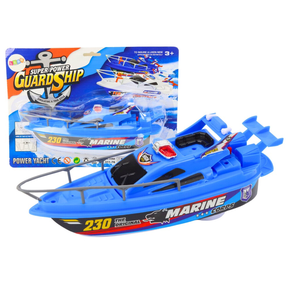 Battery-Powered Blue Police Boat Toy for Water Adventures