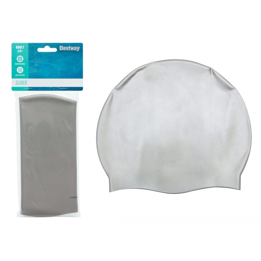 Elegant Silver Silicone Swim Cap - Allergy-Free & Unisex