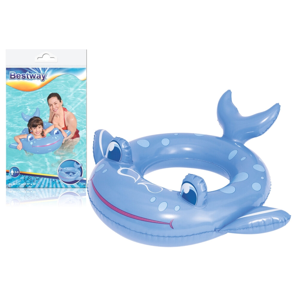 Inflatable Whale Swimming Ring 84x71cm for Kids (Ages 3-6)