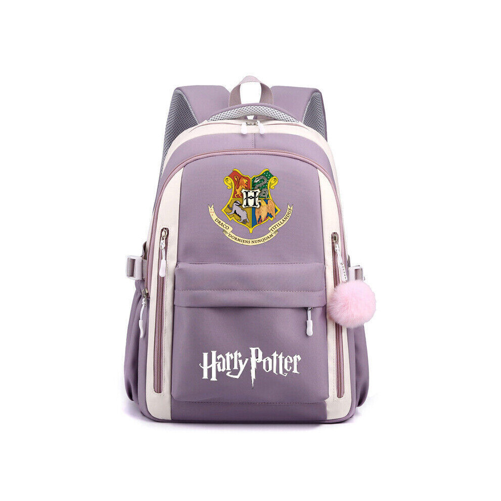 (purple) Harry Potter Hogwarts Large Capacity Waterproof Backpack Computer Bag School Bag