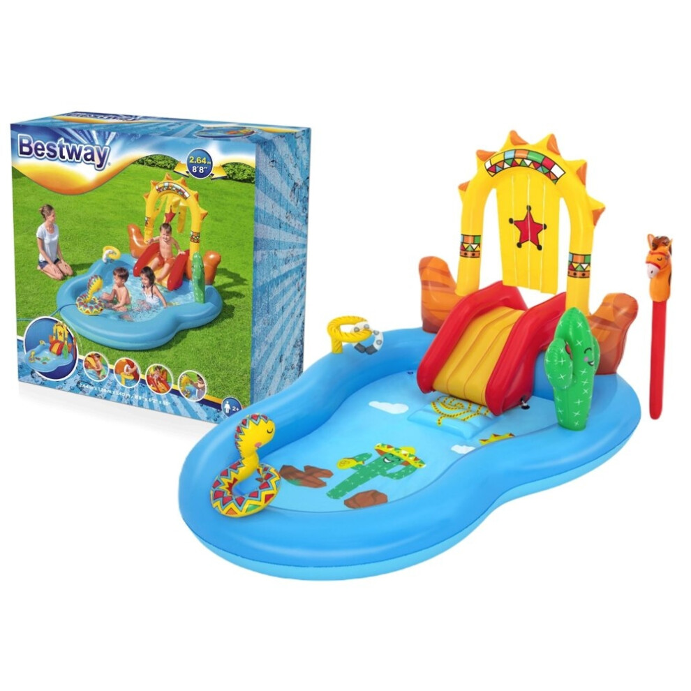 Inflatable Pool Playground with Slide & Fountain - 264x188x140 cm