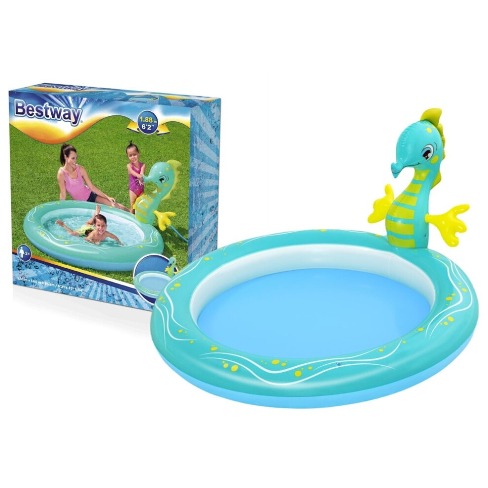 188cm Inflatable Pool Playground with Seahorse Fountain Fun