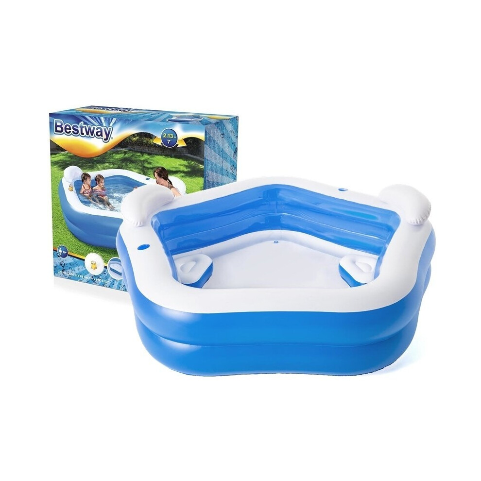 Inflatable Pentagon Pool with Seats & Headrests, 213x206x69cm