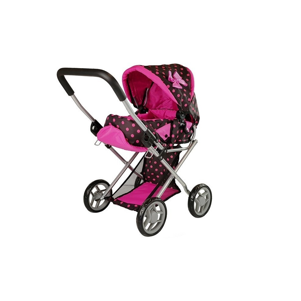 Black Pink Doll Pram with Carrier Bag and Accessories on OnBuy