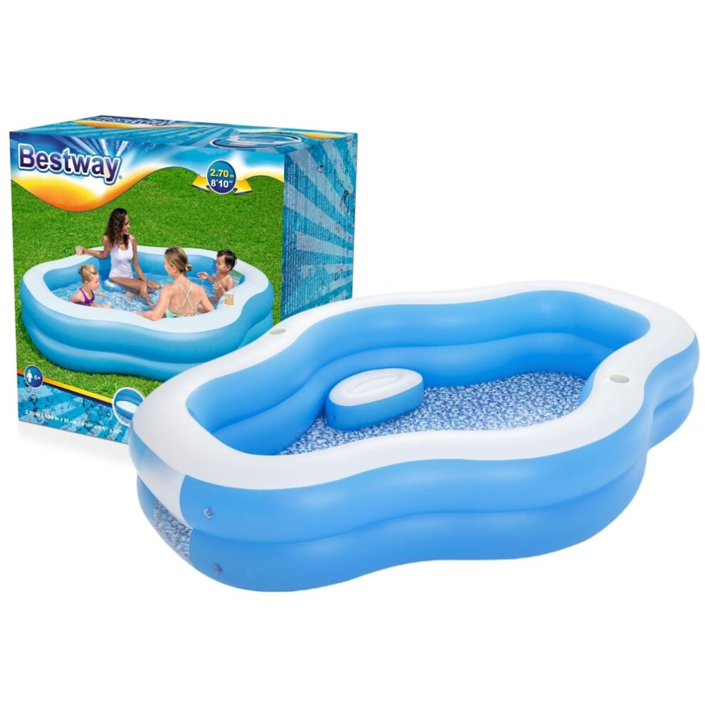 Family Inflatable Pool with Seats & Cup Holders - 270x198x51 cm