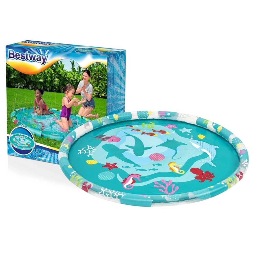 165cm Inflatable Kids' Paddling Pool with Fountain & Sea Print