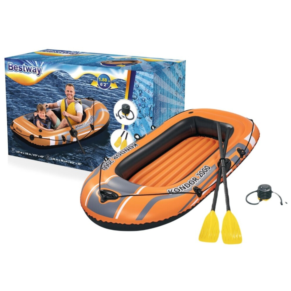 Inflatable Dinghy Set: 188x98cm, Oars & Pump Included