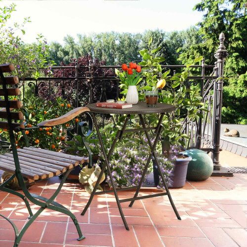 Runder Gartentisch in Rattanoptik 2