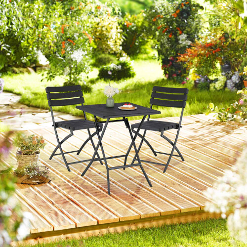 Set di mobili da balcone da 3 pezzi in effetto legno 1