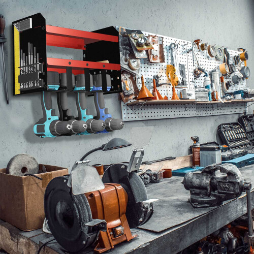 Wall tool storage 4 cordless screwdrivers 1