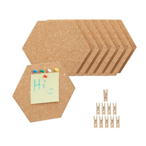 Panneaux perforés hexagonaux en liège, lot de 14