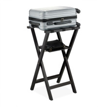Black suitcase rack with shelf