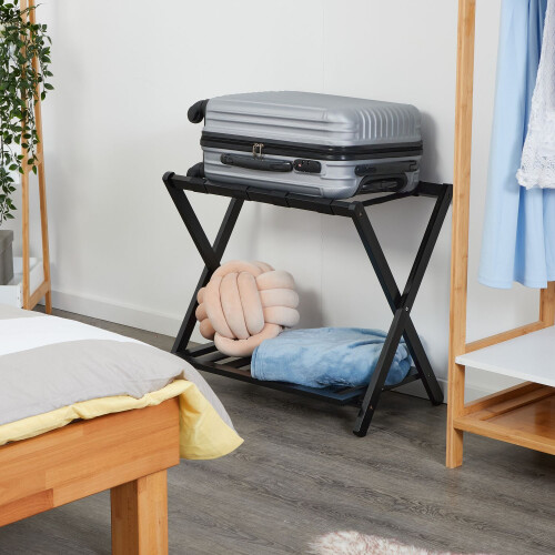 Black bamboo suitcase rack 1