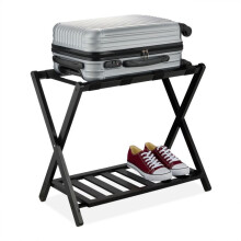 Black bamboo suitcase rack