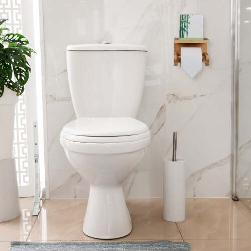 Toilettenpapierhalter aus Bambus mit Ablage 1