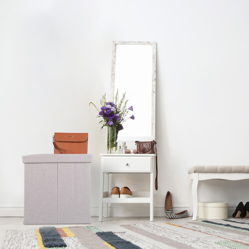 Stool with storage space beige 1