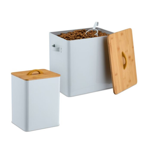 Caja de alimentación con tapa de bambú, juego de 2