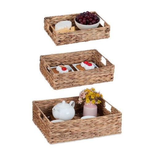 3er-Set Tabletts Wasserhyazinthe