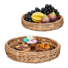 2-teiliges Tablett-Set aus Wasserhyazinthe
