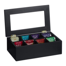 Schwarze Teebox mit 8 Fächern