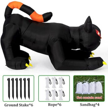 (EU Plug) Halloween Inflatable 1.8m Black Cat Toy Shakes Head Ghost LED Lights Indoor Outdoor Yard Airblown Decoration Fun Party Display