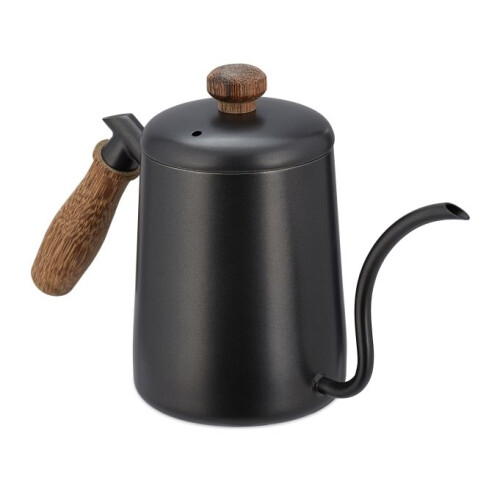 Teekanne aus Edelstahl mit Holzgriff