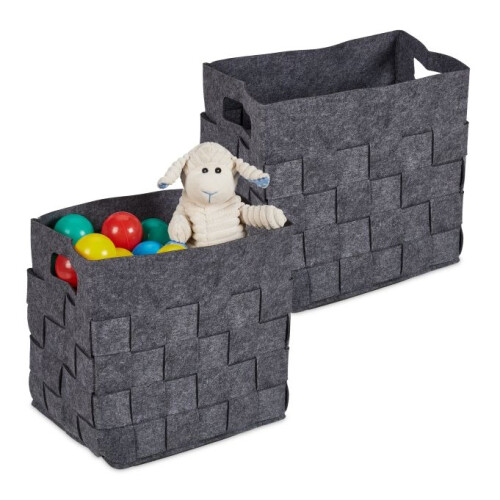 Panier de rangement gris en feutre Lot de 2