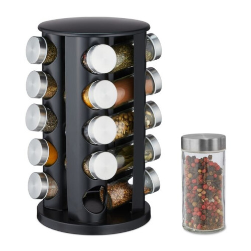 Gewürzkarussell aus Edelstahl mit 20 Gläsern