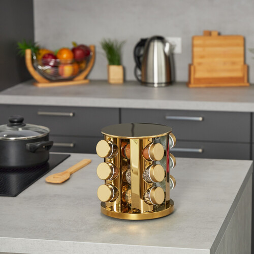 Karussell für goldene Gewürze mit 12 Gläsern 1