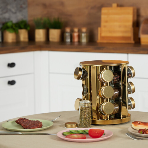 Karussell für goldene Gewürze mit 12 Gläsern 2