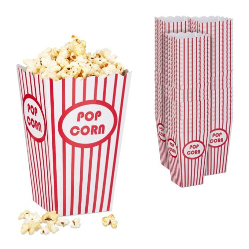 Popcorntüten, 72 Stück, rot/weiß