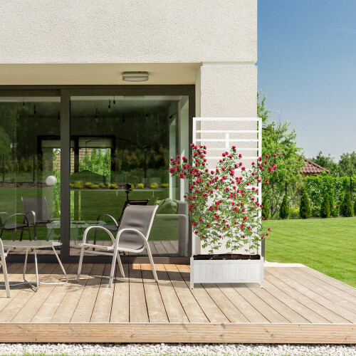 Planter box with trellis wall in white 1
