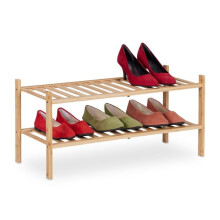 Schuhregal aus Bambus 2 Ebenen stapelbar