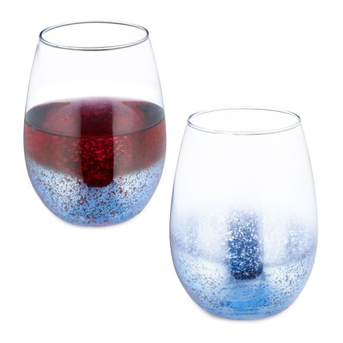 Weingläser ohne Stiel 2er-Set blau