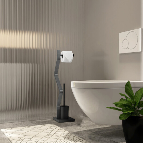 WC-Stuhl schwarz/grau 1