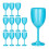 Set de 12 pahare de vin din plastic turcoaz 1