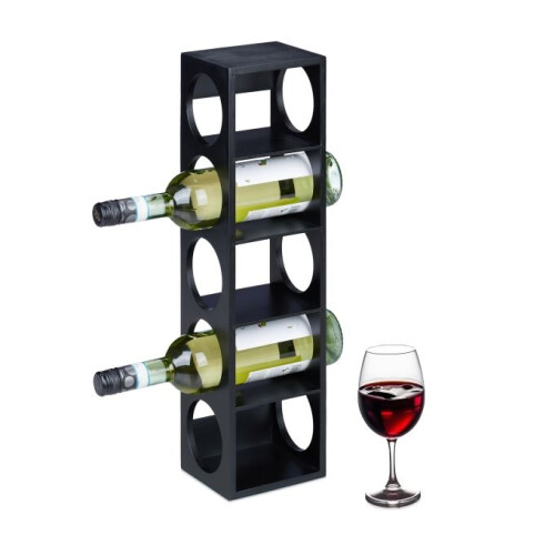 Bambus-Weinregal, schwarz