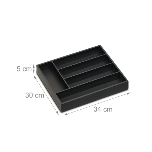 Schwarzer Besteckkasten 5 Fächer 1