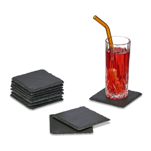 10er Set Untersetzer aus Schiefer 10x10 cm