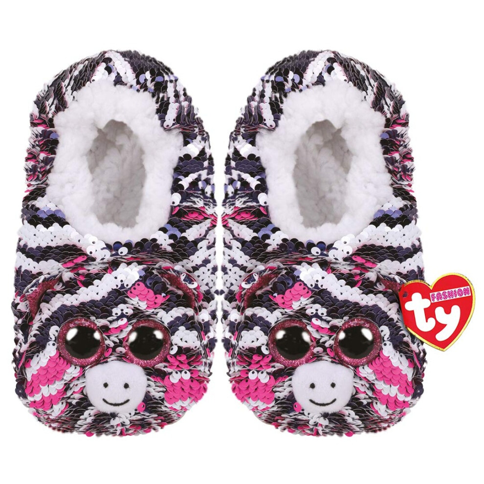 95507 Plush Sequin Slippers    Zoey the Zebra   Small