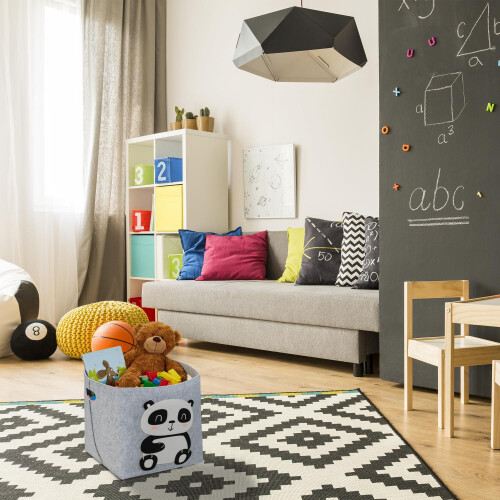 Storage basket in felt with animal motifs 1