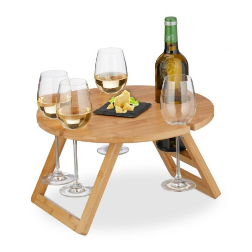Runder Picknick-Weintisch aus Bambus