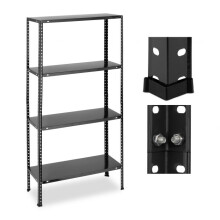 Schwarzes stabiles Regal mit 4 Ebenen