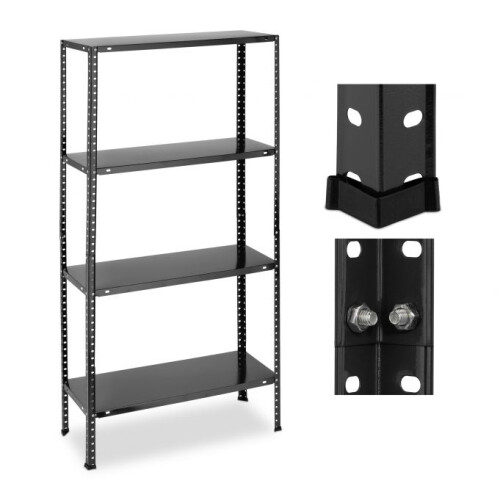 Schwarzes stabiles Regal mit 4 Ebenen