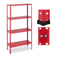 Rotes stabiles Regal mit 4 Ebenen