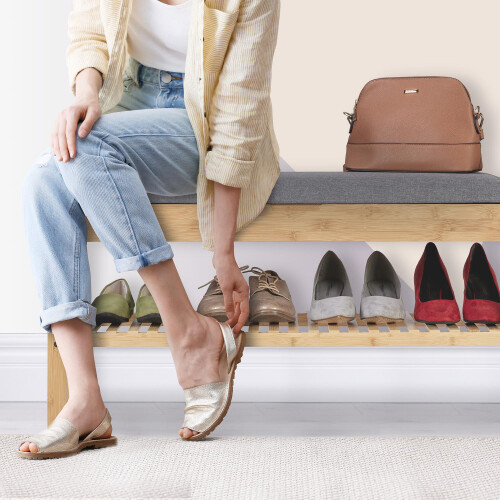 Banco de sapatos com assento estofado 2