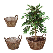 Runder Blumentopf aus Holz - 3er-Set
