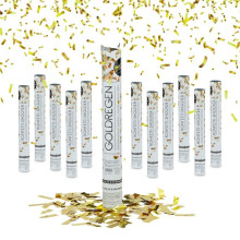 12er Set Party Poppers „Goldener Regen“ 40 cm